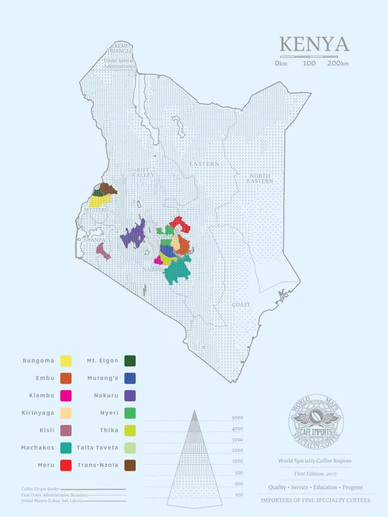 肯尼亚咖啡产区图