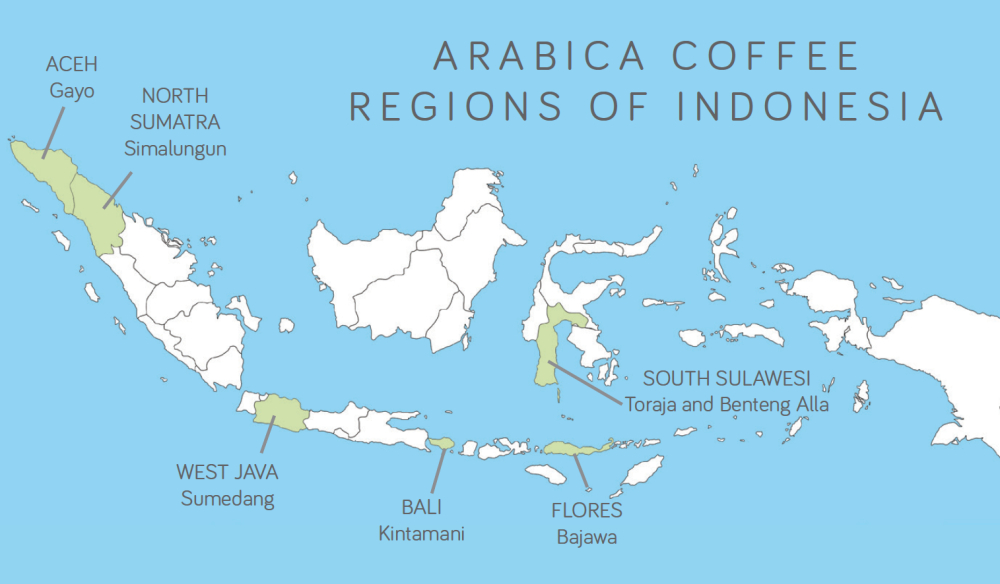 印尼咖啡产区地图