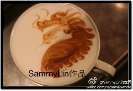 SammyLin圈围法咖啡拉花艺术：龙