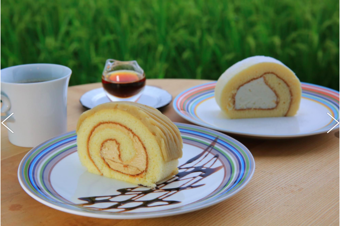自製的手工蛋糕捲，口感綿密。（400日圓／份，約NT$110）